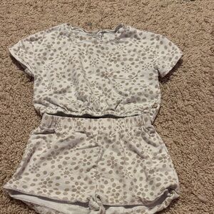 BearPaw Kids Beige Polka Dot Romper Set